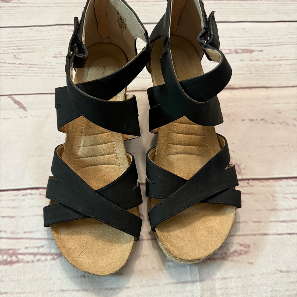 Adrienne Vittadini Black Cross-Strap Sandals